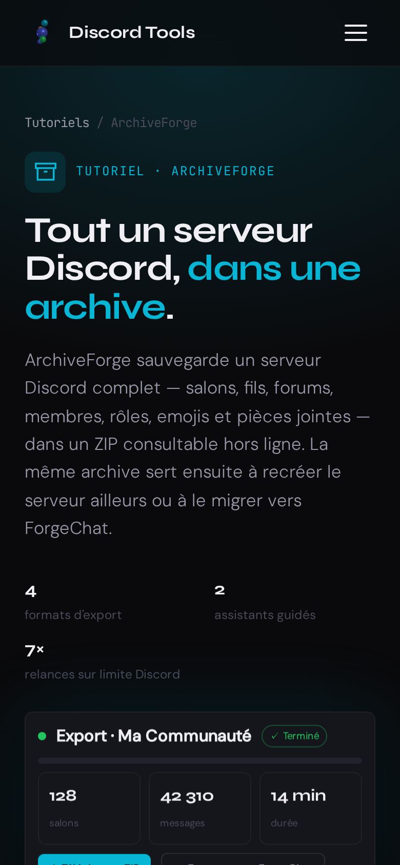 ArchiveForge sur téléphone